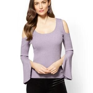 New York and company metallic bell sleeve sweater